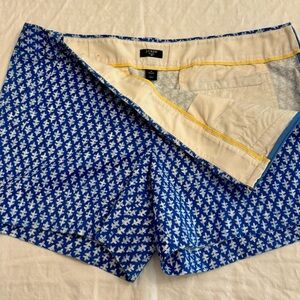 J. Crew Blue and White Women's Shorts with side zipper.